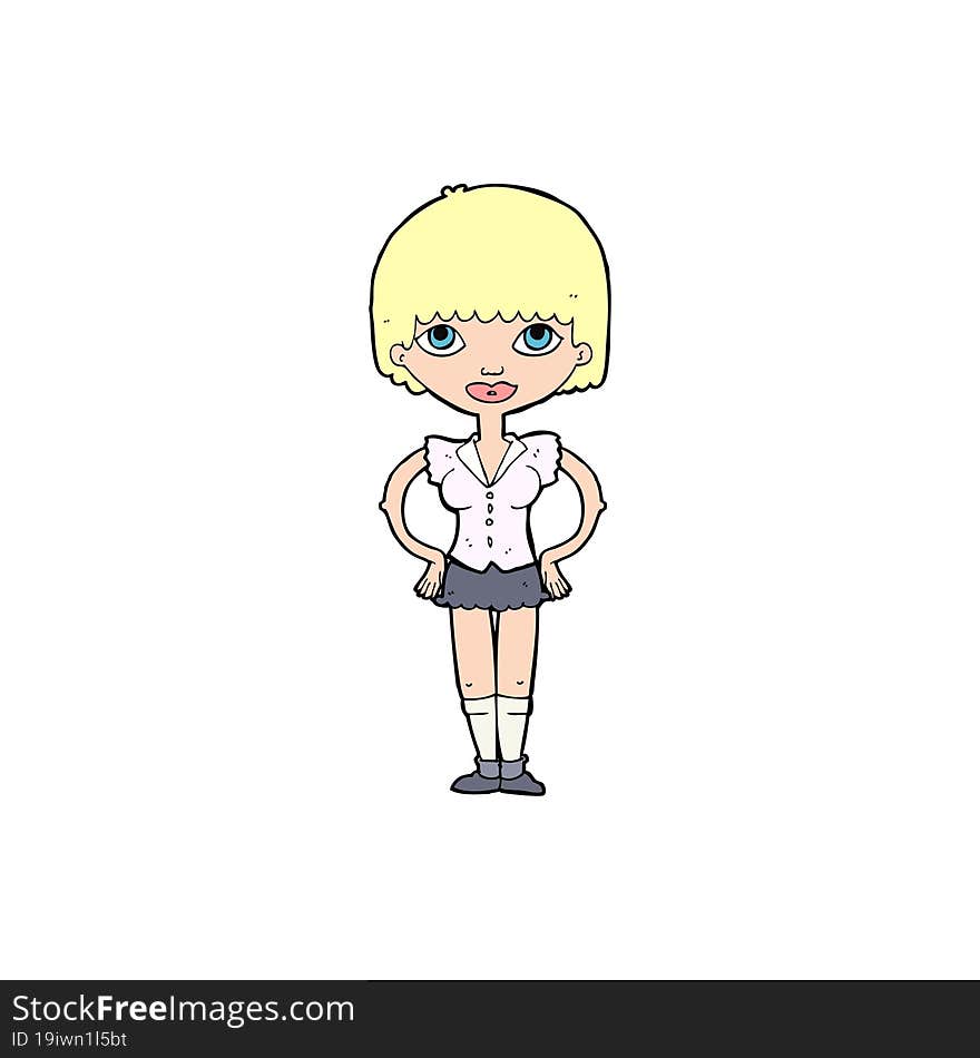 Cartoon Woman With Hands On Hips