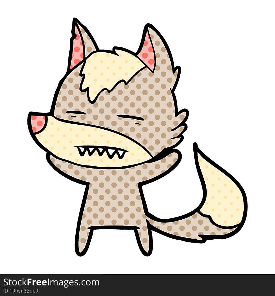 cartoon wolf showing teeth. cartoon wolf showing teeth