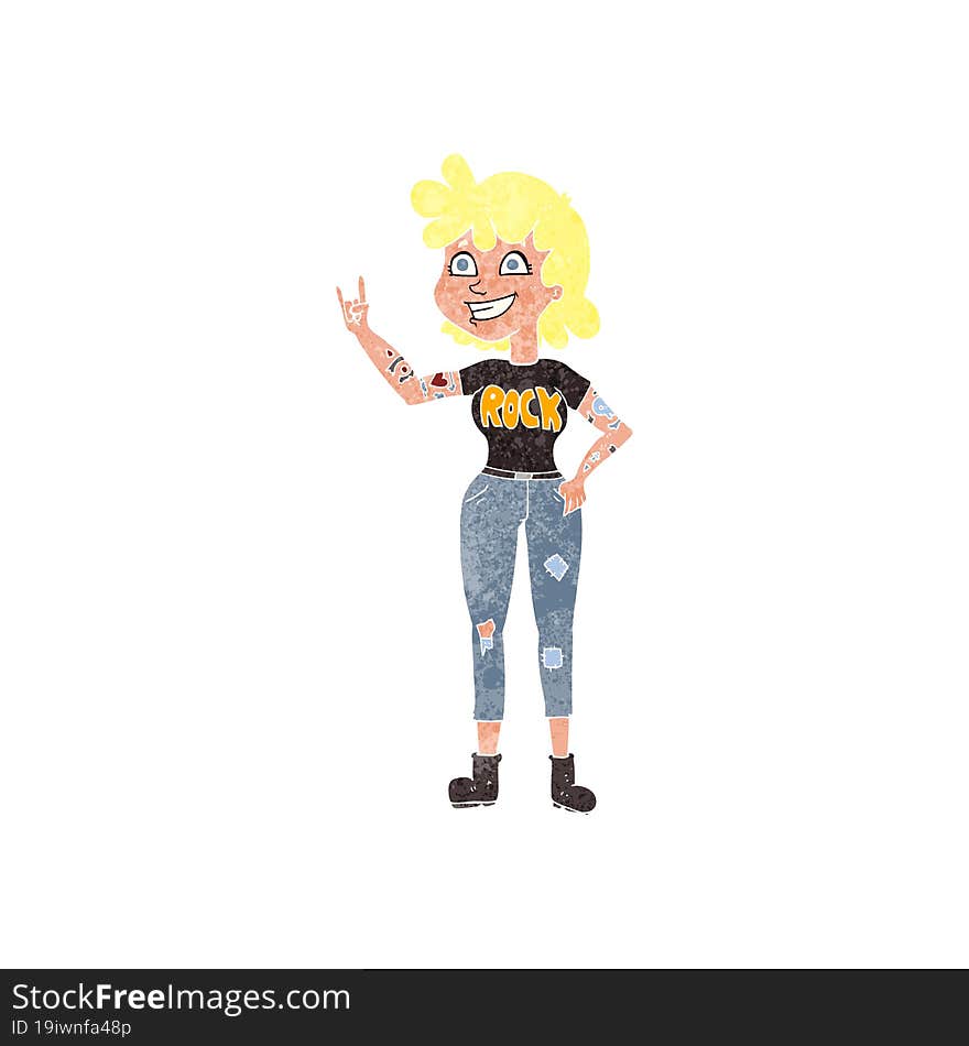 retro cartoon rock girl