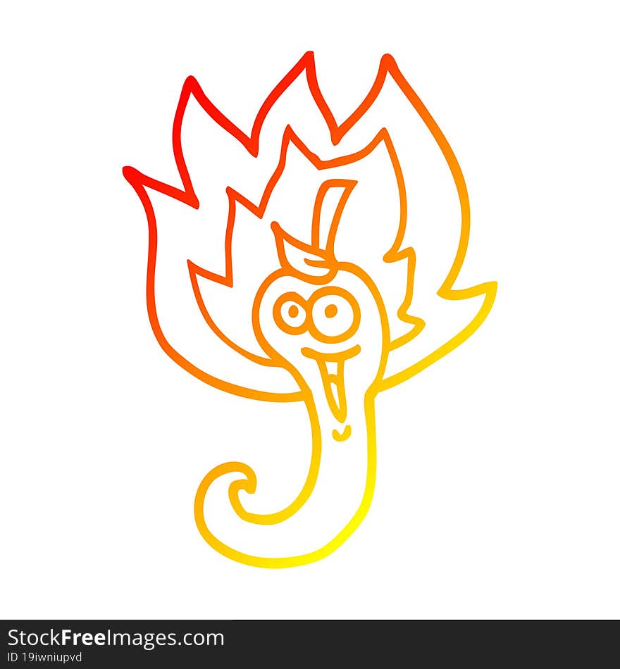 warm gradient line drawing of a cartoon red hot chili