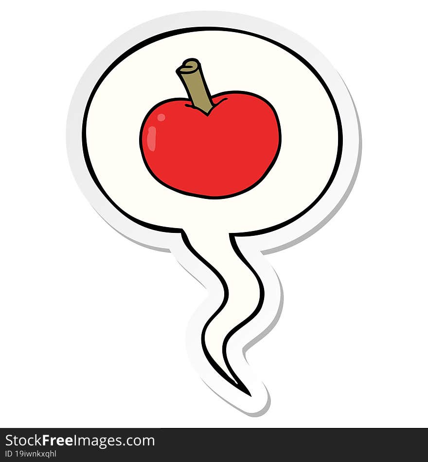 Cartoon Apple And Speech Bubble Sticker