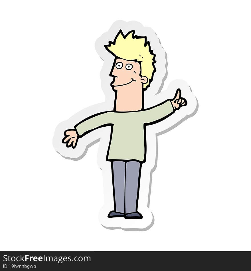 sticker of a cartoon man with idea