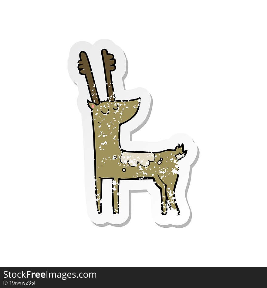 retro distressed sticker of a cartoon deer