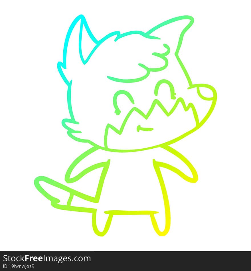 cold gradient line drawing cartoon friendly fox