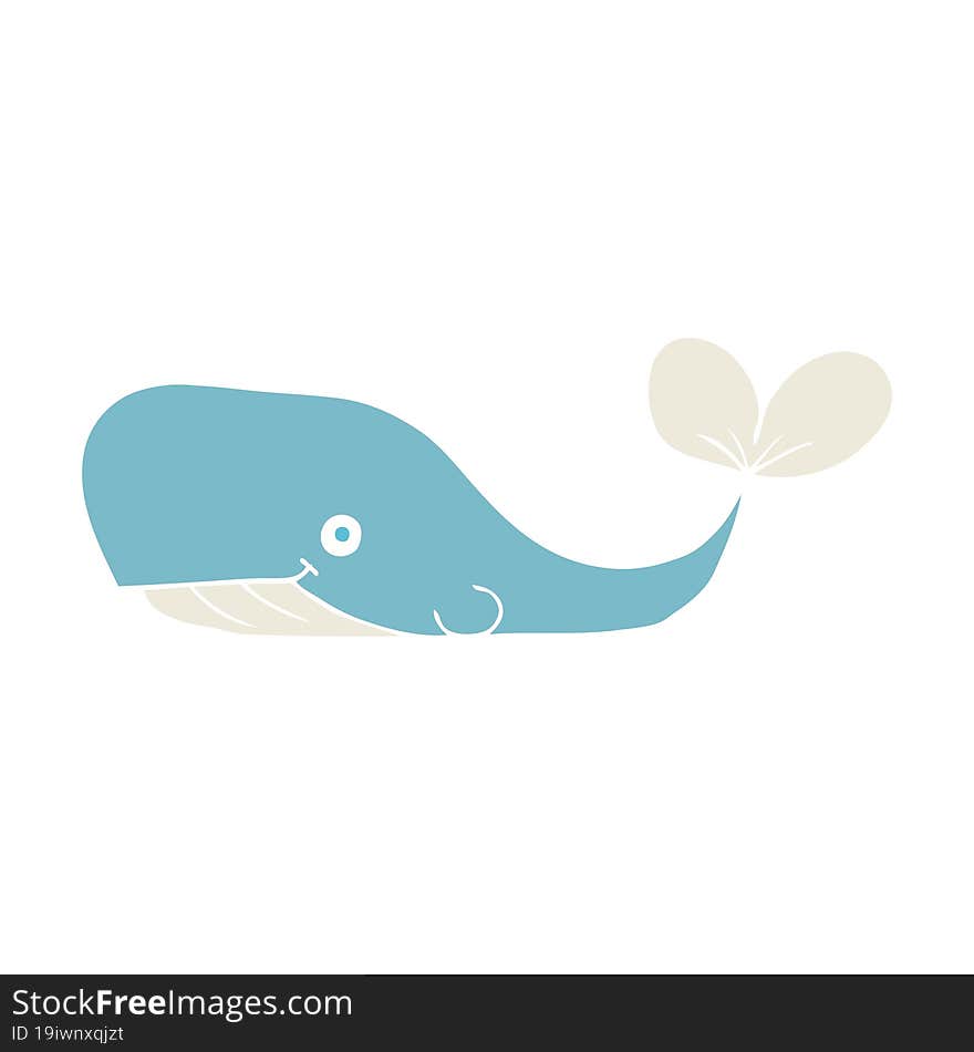 Flat Color Illustration Of A Cartoon Whale