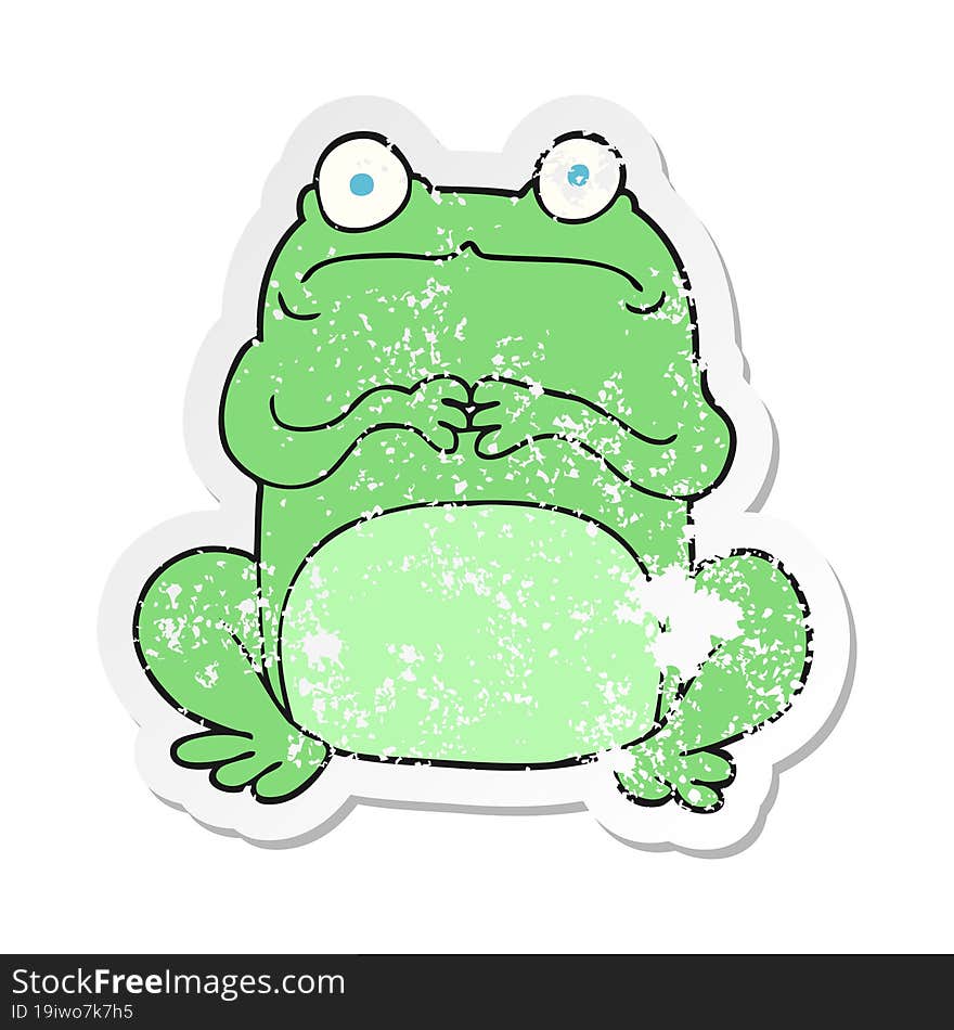 retro distressed sticker of a cartoon nervous frog