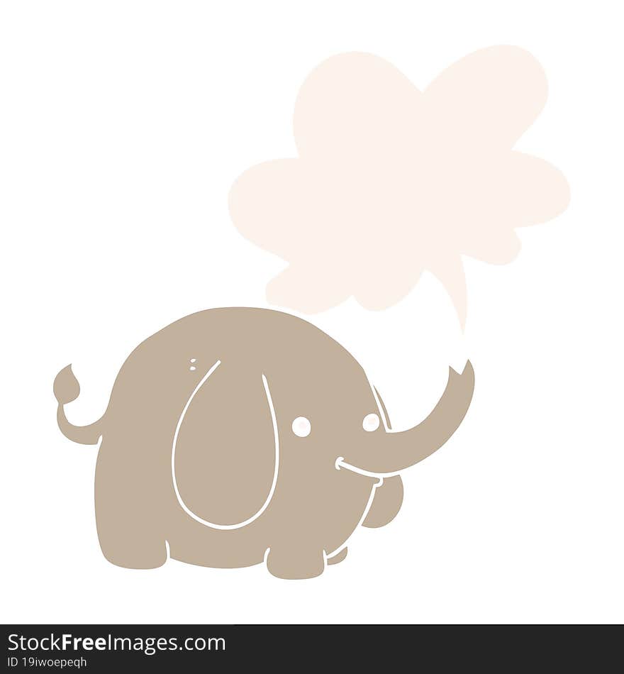 cartoon elephant and speech bubble in retro style