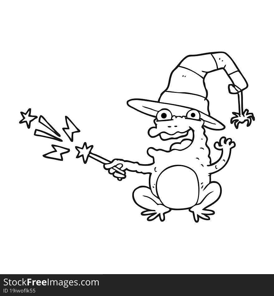 Black And White Cartoon Toad Casting Spell