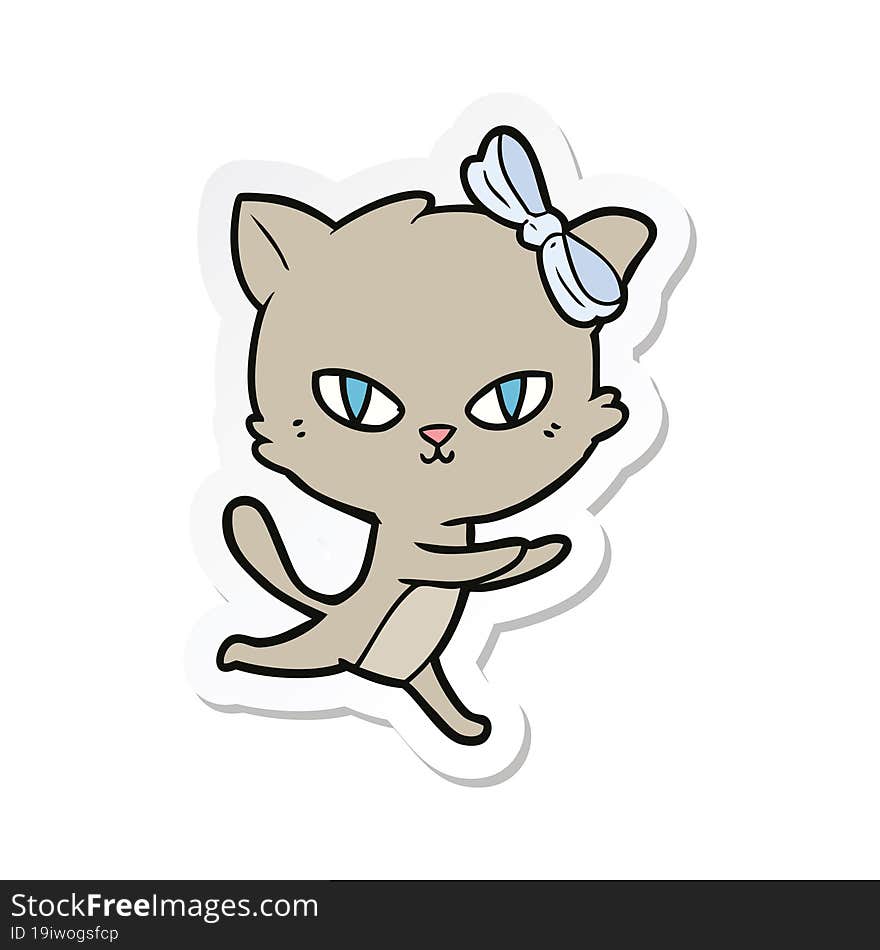 sticker of a cute cartoon cat running