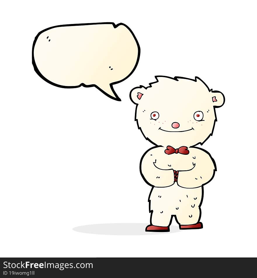 Cartoon Little Polar Bear With Speech Bubble