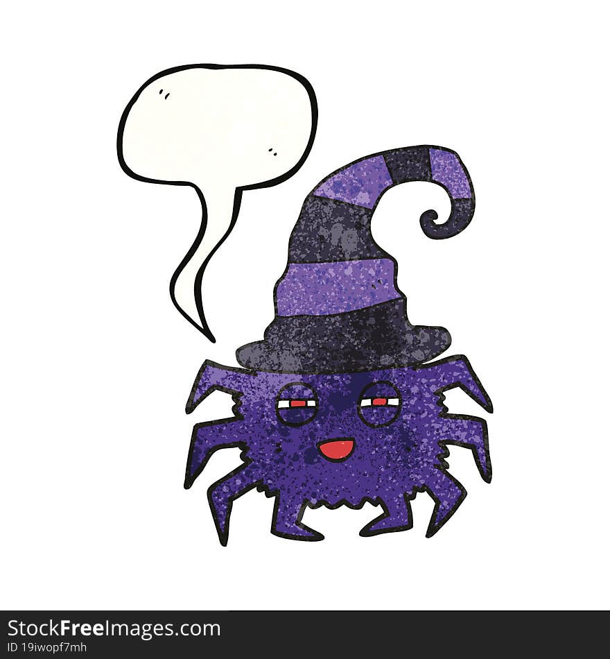 freehand speech bubble textured cartoon halloween spider