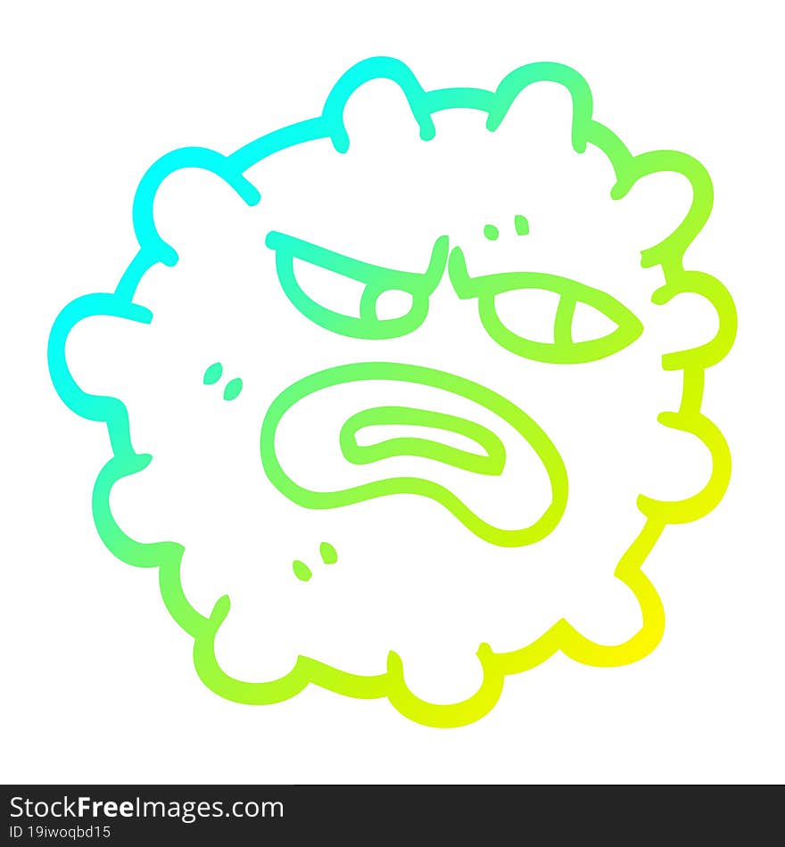 cold gradient line drawing cartoon funny germ