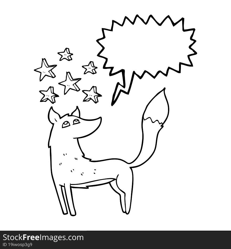 Speech Bubble Cartoon Wolf With Stars