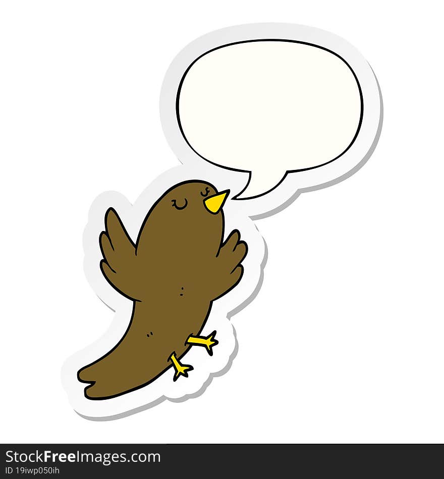 cartoon bird and speech bubble sticker