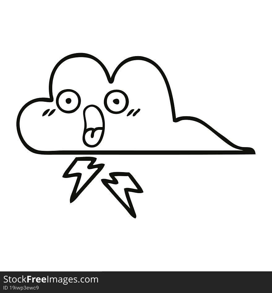 line drawing cartoon of a storm cloud