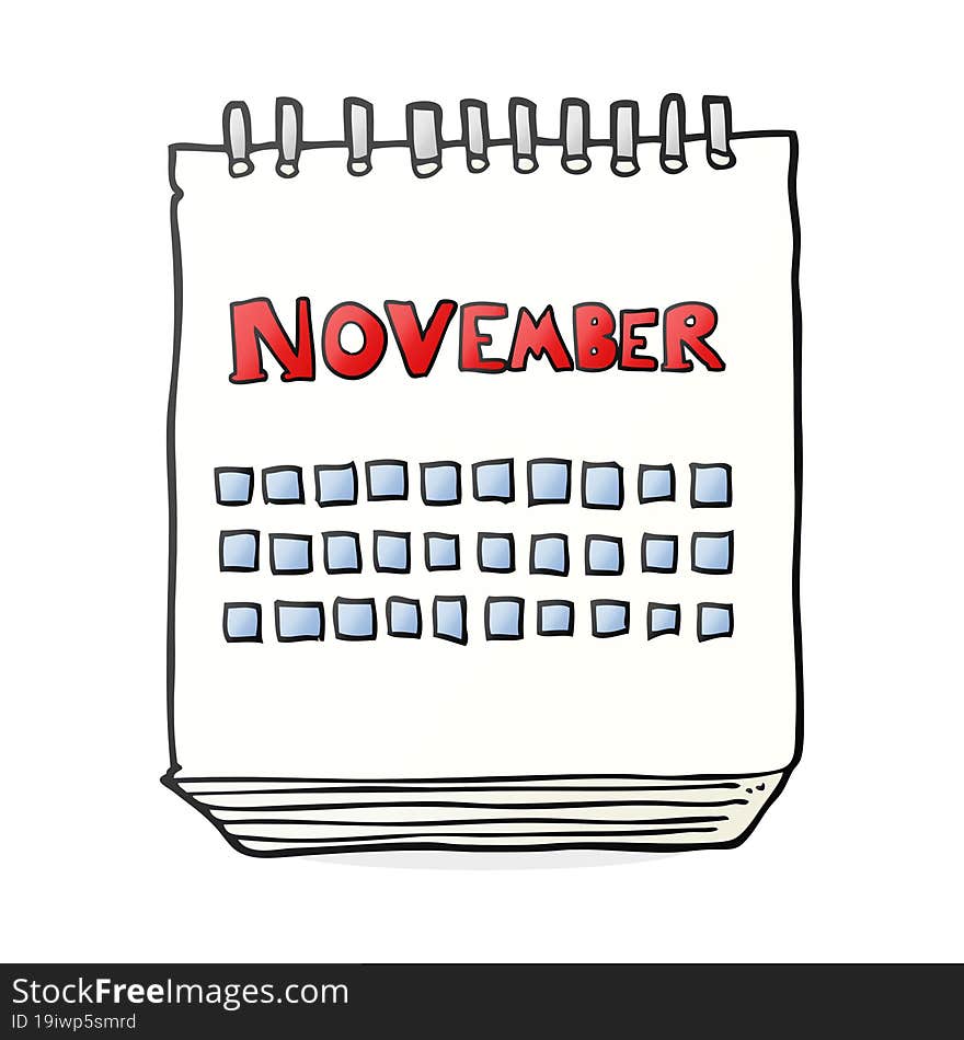 cartoon calendar showing month of november