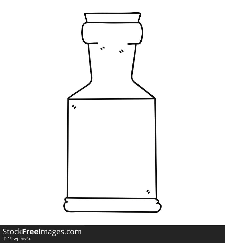 Quirky Line Drawing Cartoon Potion Bottle