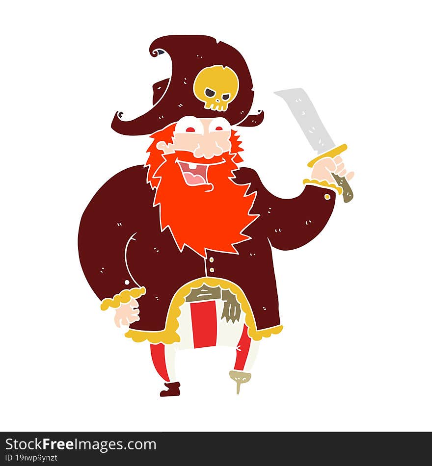 flat color illustration of a cartoon pirate captain