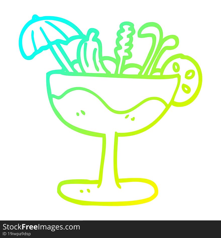 Cold Gradient Line Drawing Cartoon Tropical Cocktail