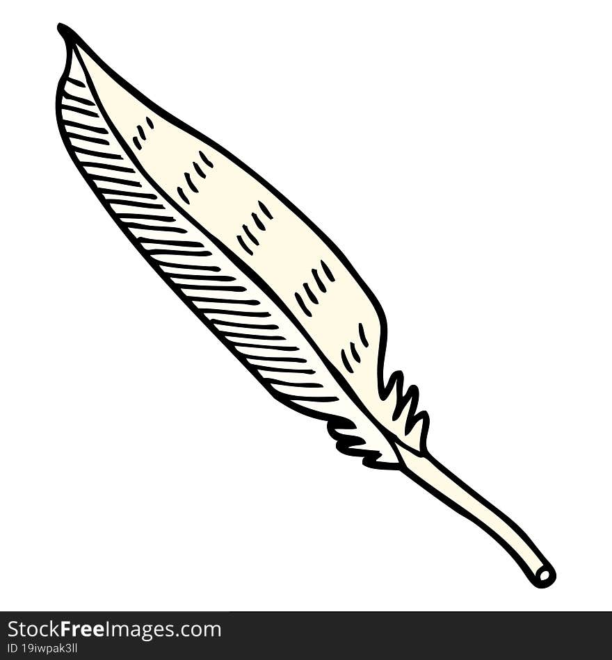 hand drawn doodle style cartoon feather