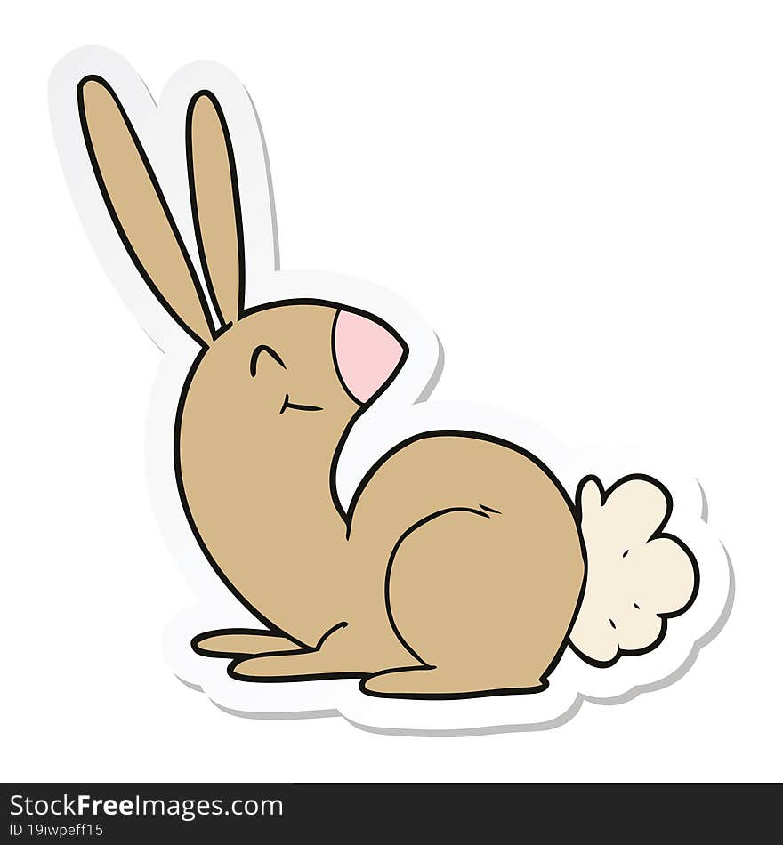 Sticker Of A Cute Cartoon Rabbit