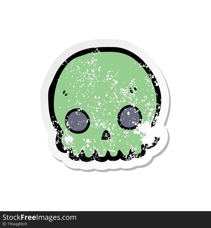 distressed sticker of a cartoon skull