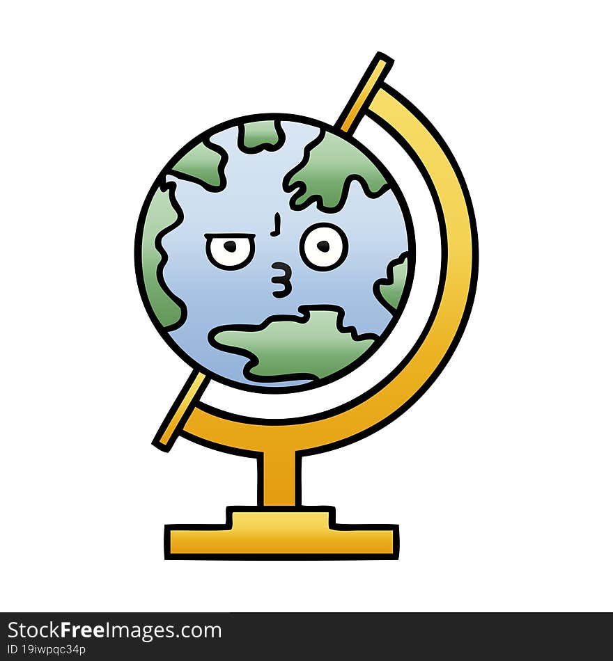 gradient shaded cartoon globe of the world