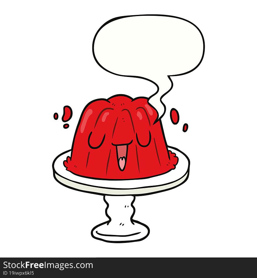 cartoon jelly on plate wobbling with speech bubble