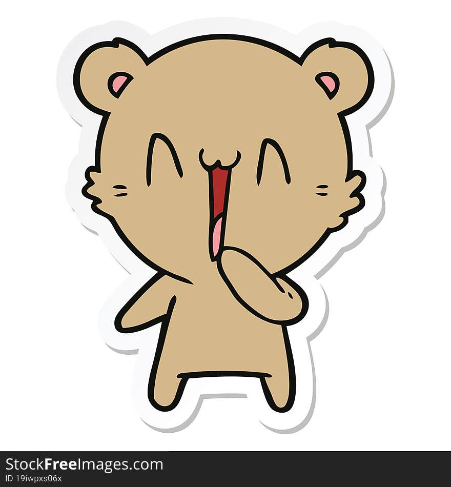 Sticker Of A Happy Bear Cartoon