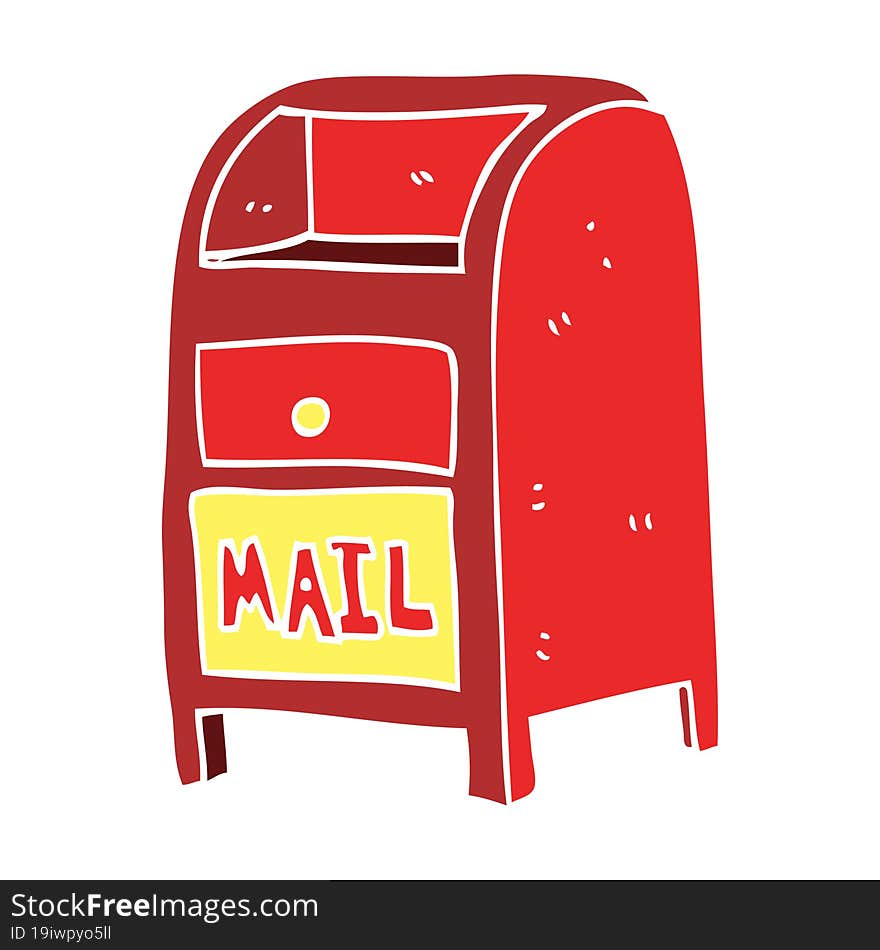 flat color illustration of a cartoon mail box