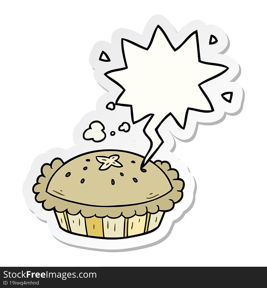 hot cartoon pie fresh out of the oven with speech bubble sticker