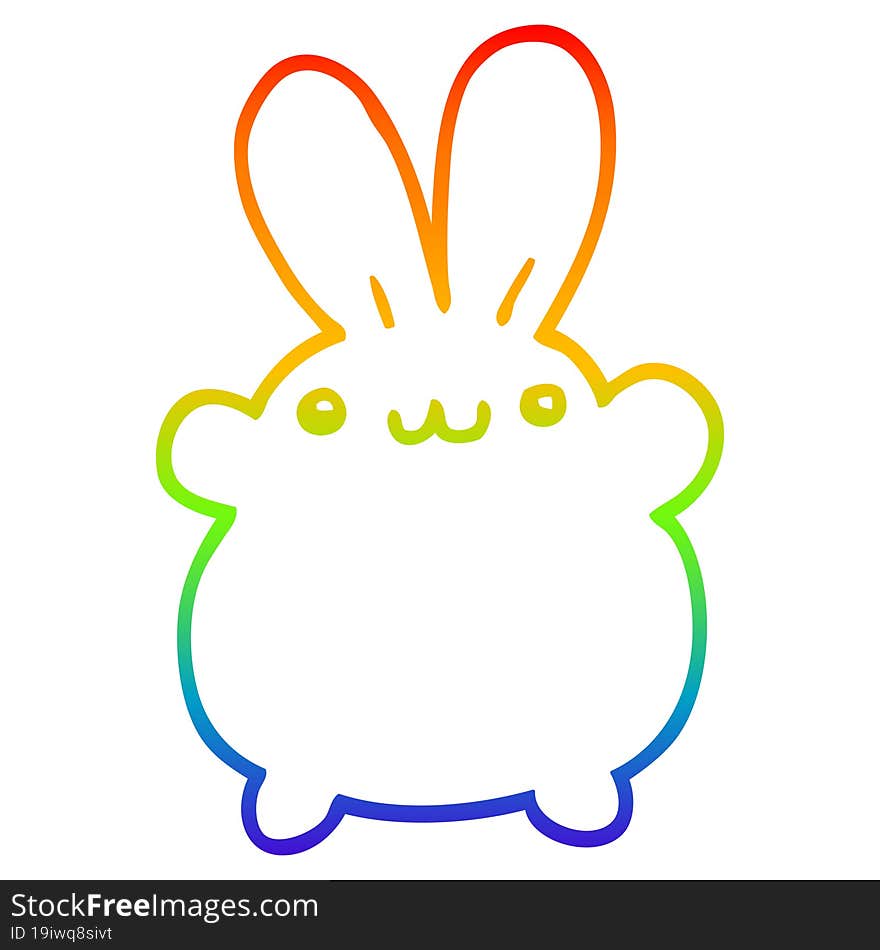 rainbow gradient line drawing of a cartoon rabbit