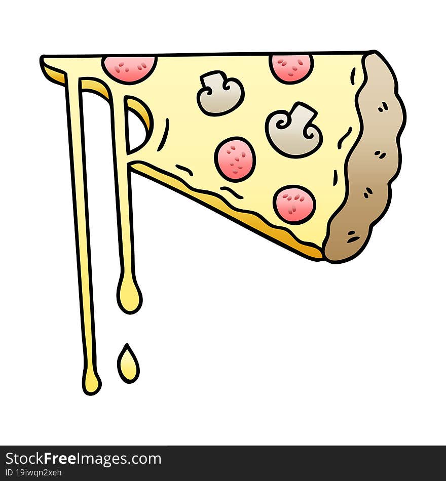 quirky gradient shaded cartoon cheesy pizza