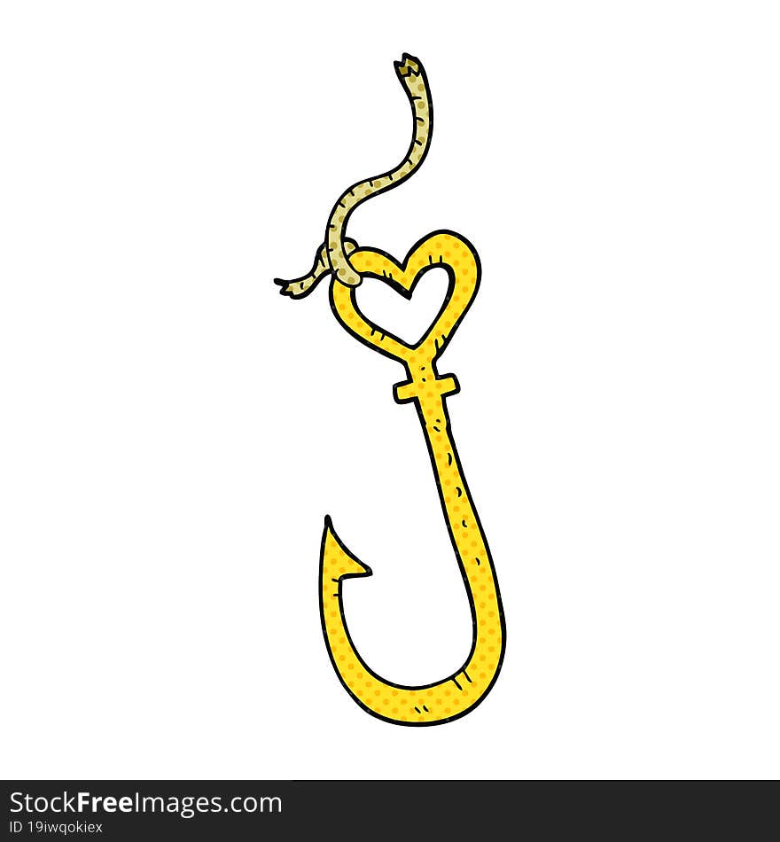 cartoon love heart fish hook