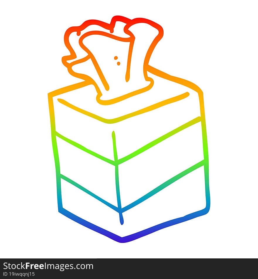 rainbow gradient line drawing cartoon tissue box