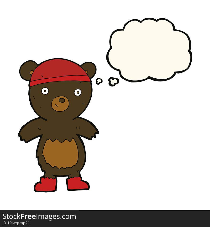 cartoon cute black bear with thought bubble