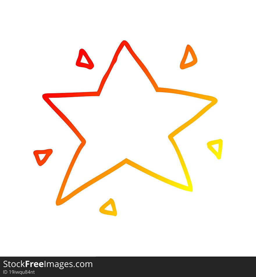 Warm Gradient Line Drawing Cartoon Star