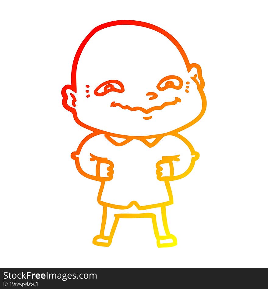 warm gradient line drawing cartoon creepy guy