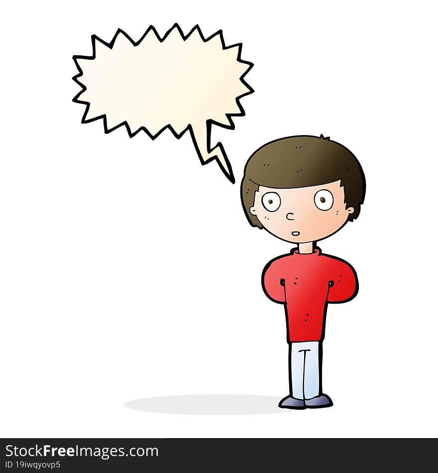 Cartoon Worried Man With Speech Bubble