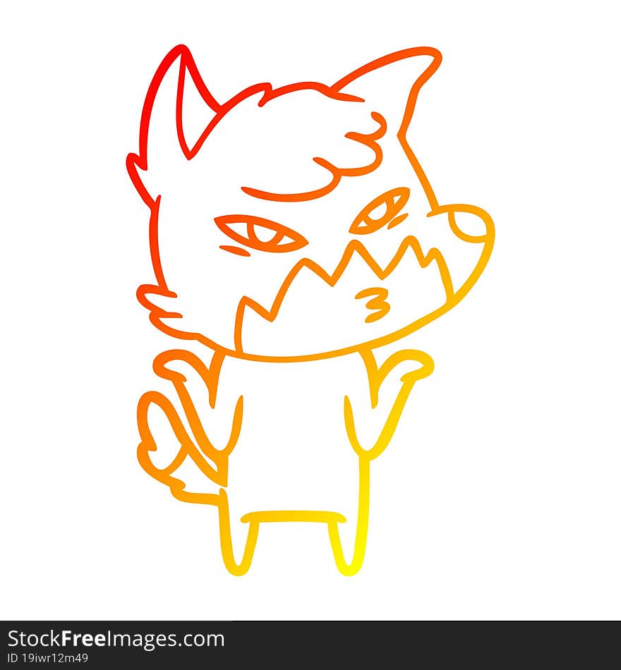 warm gradient line drawing clever cartoon fox