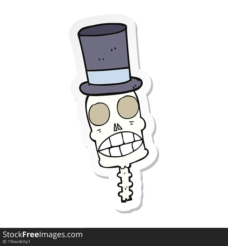 sticker of a cartoon spooky skull