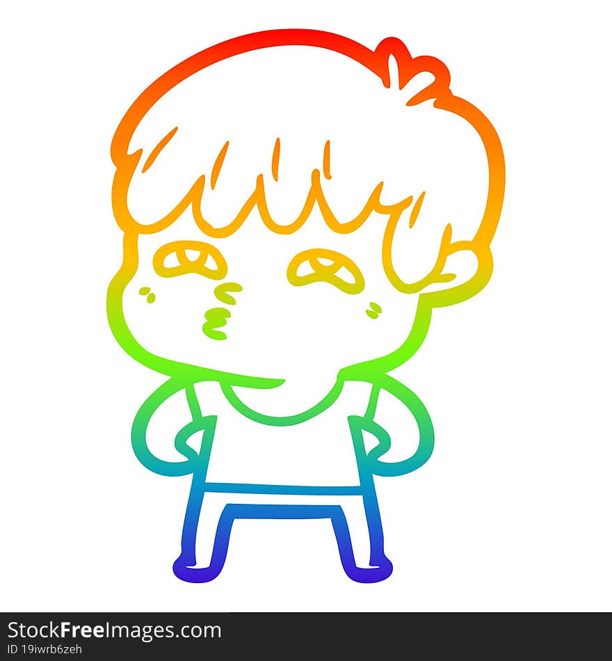 rainbow gradient line drawing cartoon curious man