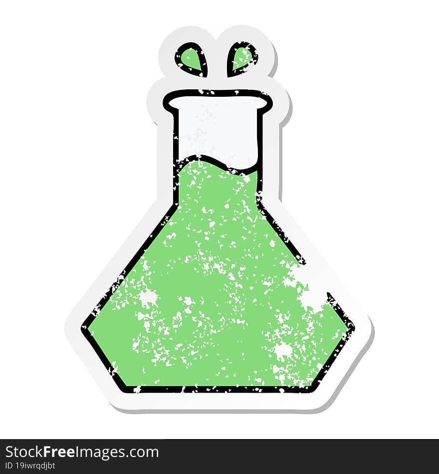 distressed sticker of a cute cartoon science experiment