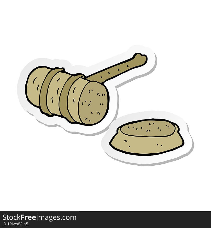 sticker of a cartoon gavel