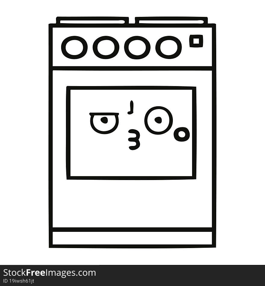 line drawing cartoon kitchen oven