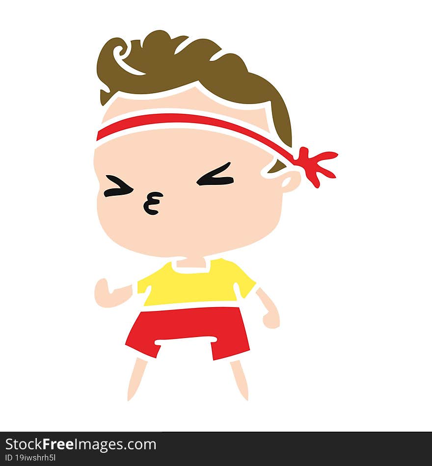 cartoon illustration kawaii working out boy. cartoon illustration kawaii working out boy