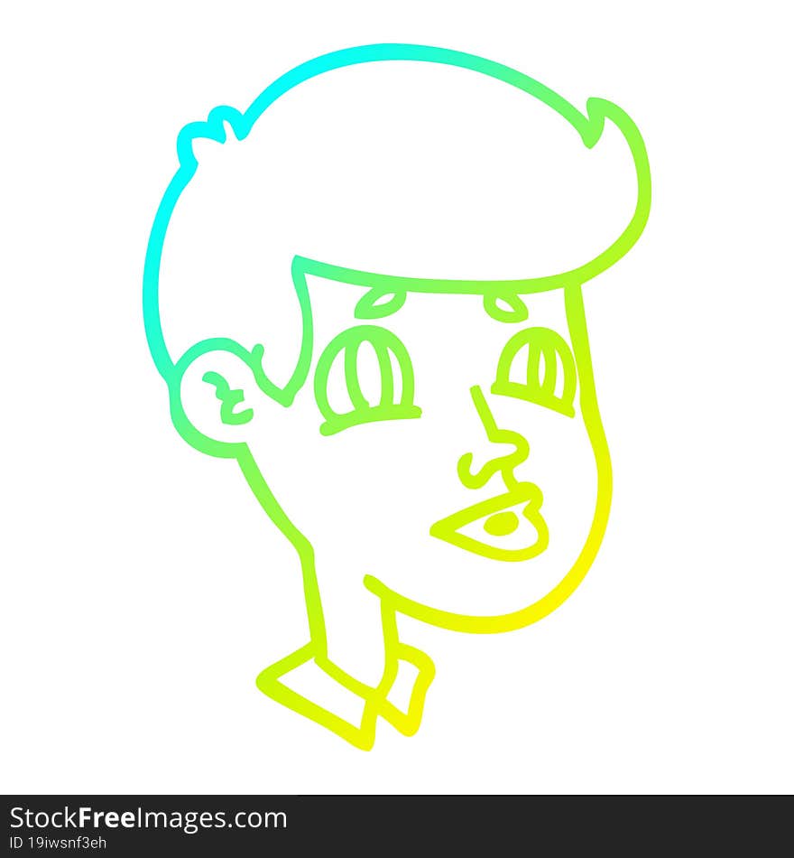 cold gradient line drawing of a cartoon boy face