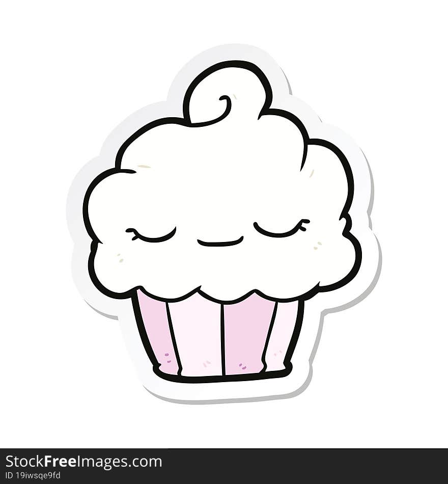 sticker of a cartoon cupcake