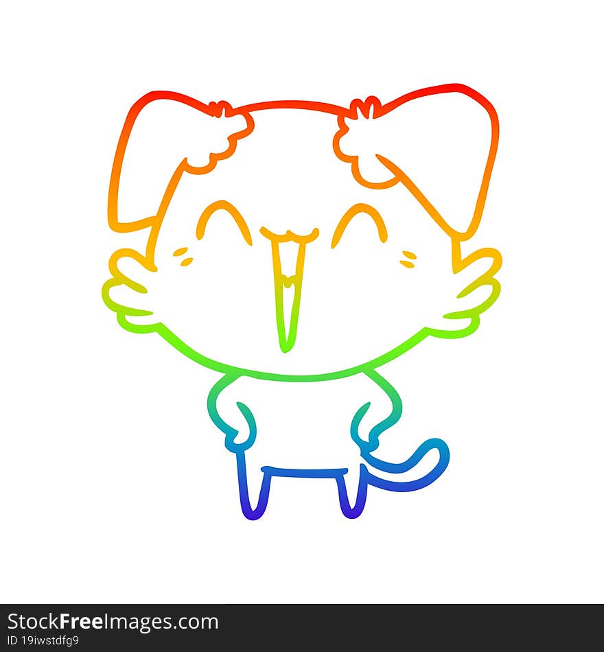 rainbow gradient line drawing happy little dog cartoon