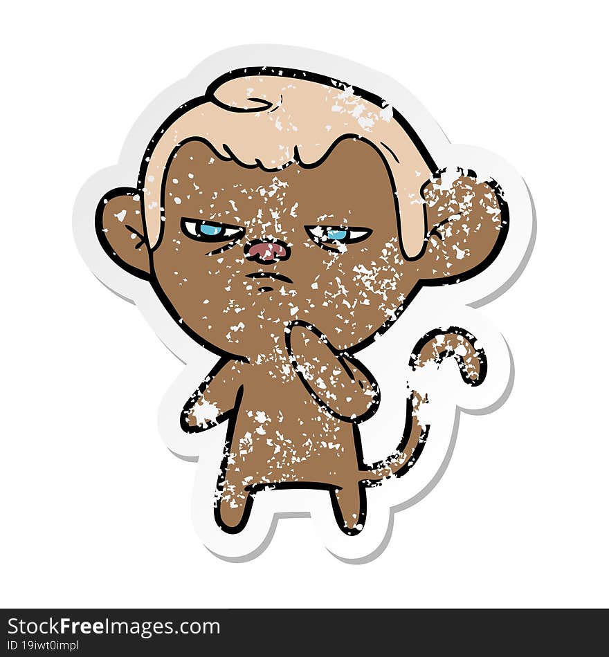 distressed sticker of a cartoon monkey